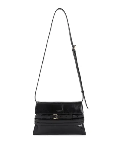 Moschino Leather Shoulder Bag In Black