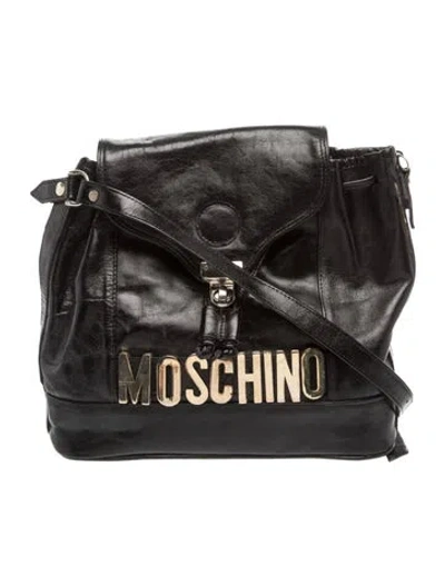 Pre-owned Moschino Leather Shoulder Bag In Black