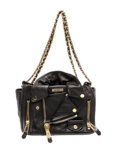 Pre-owned Moschino Leather Shoulder Bag In Black