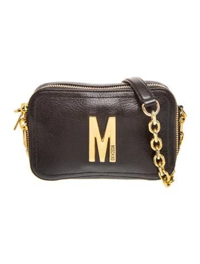 Pre-owned Moschino Leather Shoulder Bag In Black