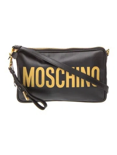 Pre-owned Moschino Leather Shoulder Bag In Black