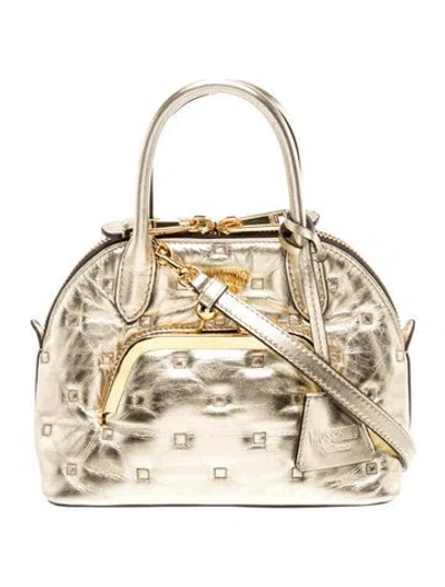 Pre-owned Moschino Leather Shoulder Bag In Gold