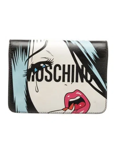 Pre-owned Moschino Leather Shoulder Bag In Neutrals