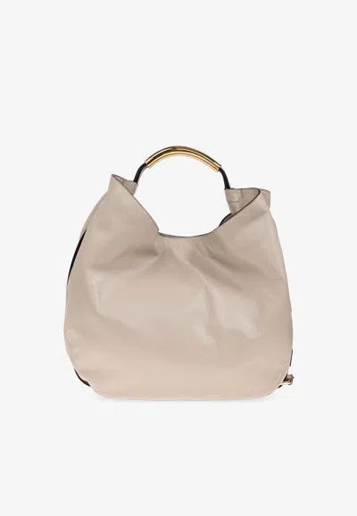 Moschino Leather Shoulder Bag In Neutral