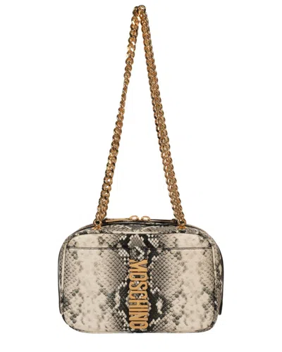 Moschino Leather Shoulder Bag In White