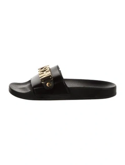 Pre-owned Moschino Leather Slides In Black