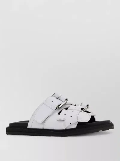 Moschino Leather Slides Open Toe Flat Sole In White
