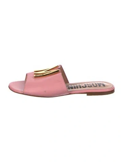Pre-owned Moschino Leather Slides In Pink