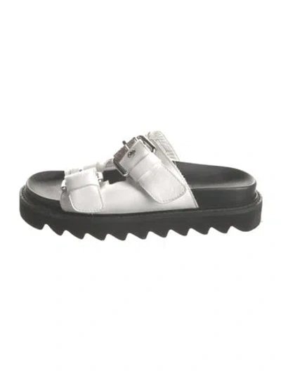Pre-owned Moschino Leather Slides In White