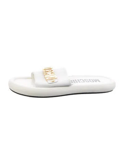 Pre-owned Moschino Leather Slides In White