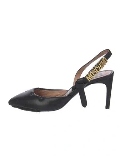 Pre-owned Moschino Leather Slingback Pumps In Black