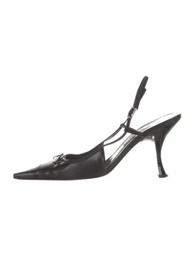 Pre-owned Moschino Leather Slingback Pumps In Black