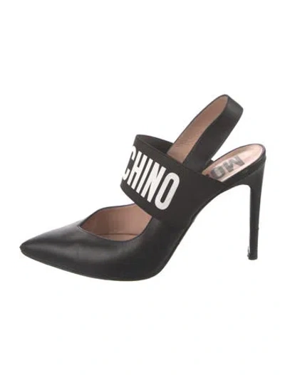 Pre-owned Moschino Leather Slingback Pumps In Black