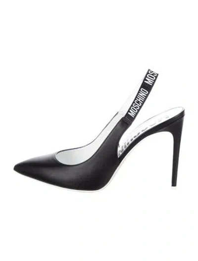 Pre-owned Moschino Leather Slingback Pumps In Black