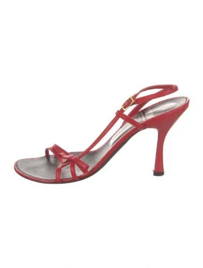 Pre-owned Moschino Leather Slingback Sandals In Red