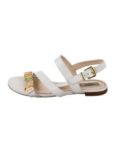 Pre-owned Moschino Leather Slingback Sandals In Silver