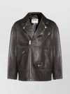 Moschino Leather Smiley Face Studded Jacket In Brown