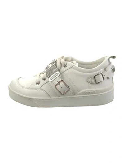 Pre-owned Moschino Leather Sneakers In White
