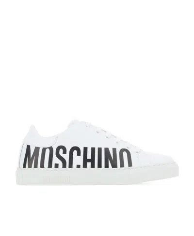 Moschino Leather Sneakers In White