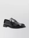 Moschino Leather Square Toe Loafers With Stacked Heel