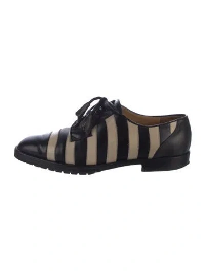 Pre-owned Moschino Leather Striped Oxfords In Blue