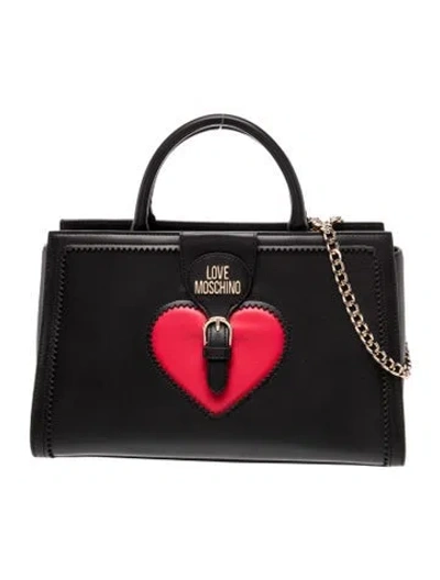 Pre-owned Moschino Leather Top Handle Bag In Black
