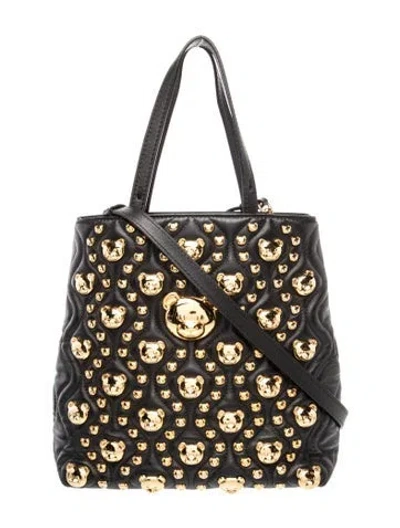 Pre-owned Moschino Leather Top Handle Bag In Black