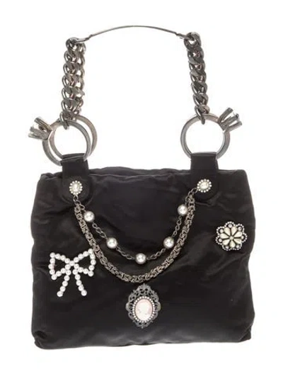 Pre-owned Moschino Leather Top Handle Bag In Black