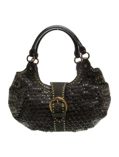 Pre-owned Moschino Leather Top Handle Bag In Black