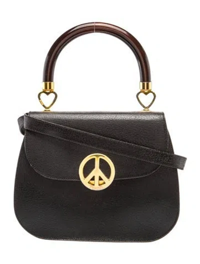 Pre-owned Moschino Leather Top Handle Bag In Black