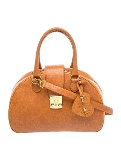 Pre-owned Moschino Leather Top Handle Bag In Brown