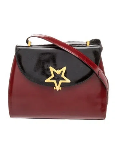 Pre-owned Moschino Leather Top Handle Bag In Burgundy