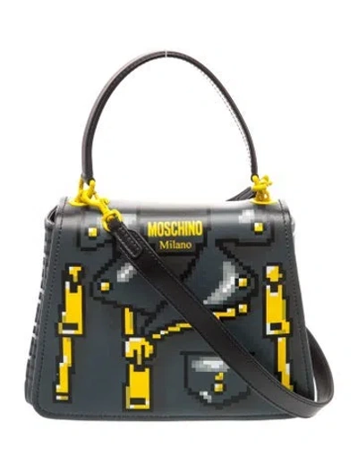 Pre-owned Moschino Leather Top Handle Bag In Gray