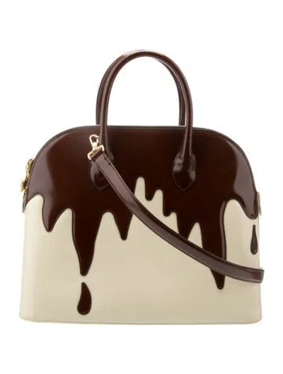 Pre-owned Moschino Leather Top Handle Bag In Neutral
