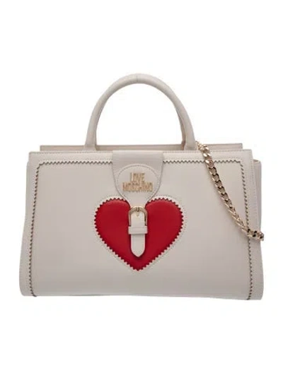 Pre-owned Moschino Leather Top Handle Bag In Neutral