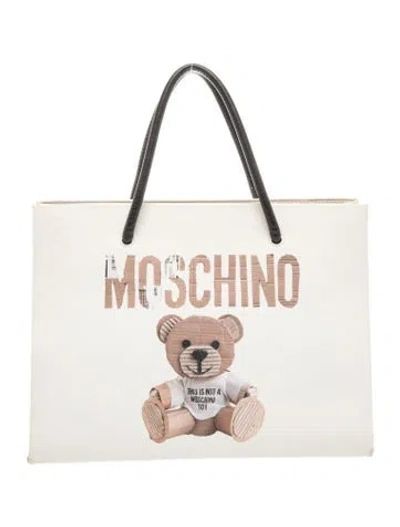 Pre-owned Moschino Leather Top Handle Bag In Neutral