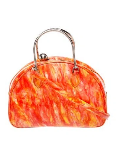 Pre-owned Moschino Leather Top Handle Bag In Orange
