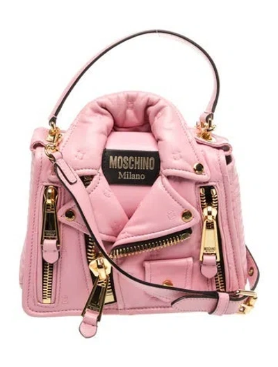 Pre-owned Moschino Leather Top Handle Bag In Pink