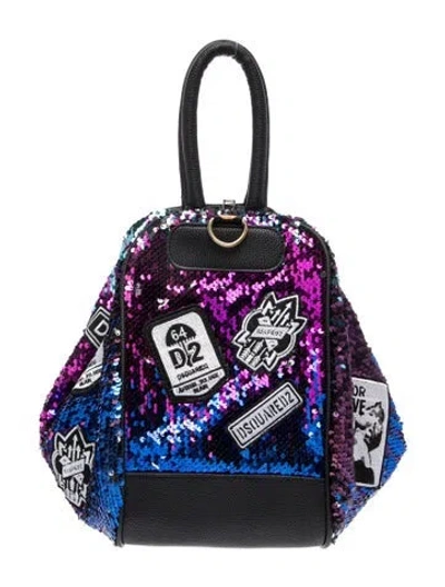 Pre-owned Moschino Leather Top Handle Bag In Purple