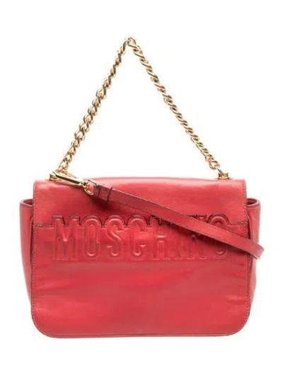 Pre-owned Moschino Leather Top Handle Bag In Red