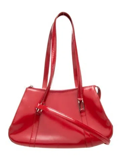 Pre-owned Moschino Leather Top Handle Bag In Red