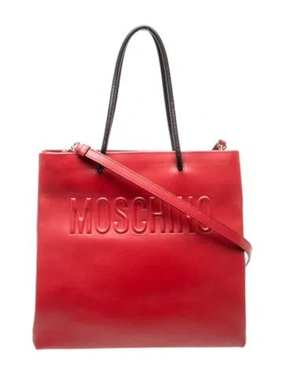 Pre-owned Moschino Leather Top Handle Bag In Red