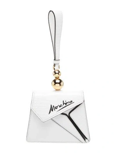 Pre-owned Moschino Leather Top Handle Bag In Silver