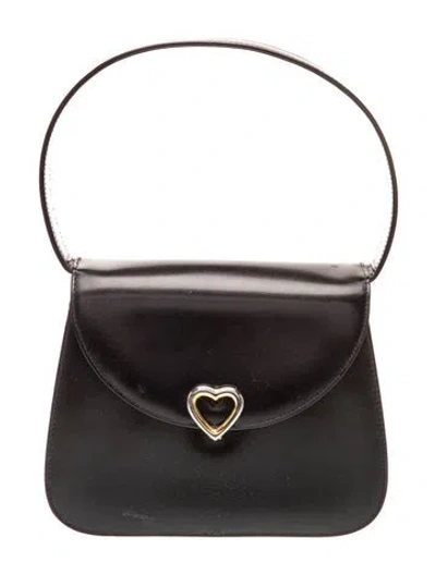 Pre-owned Moschino Leather Top Handle Bag Vintage In Black