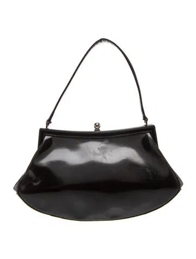Pre-owned Moschino Leather Top Handle Bag Vintage In Black