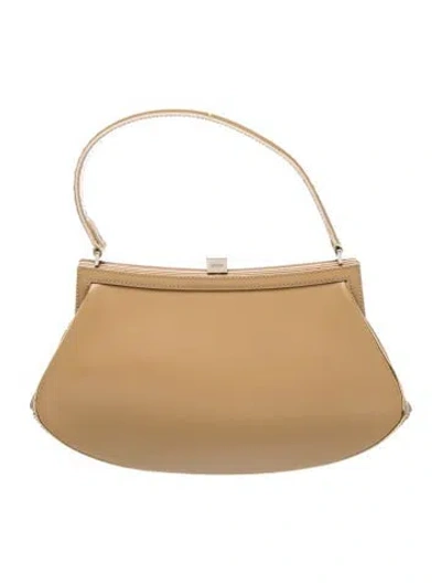 Pre-owned Moschino Leather Top Handle Bag Vintage In Neutral