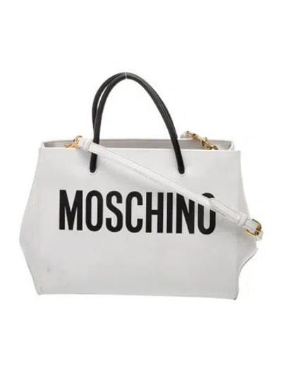 Pre-owned Moschino Leather Top Handle Bag In White