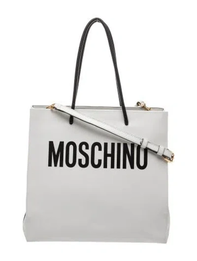 Pre-owned Moschino Leather Top Handle Bag In White