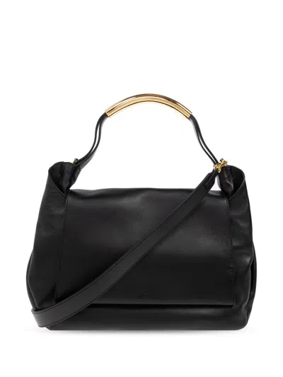 Moschino Leather Tote Bag In Black