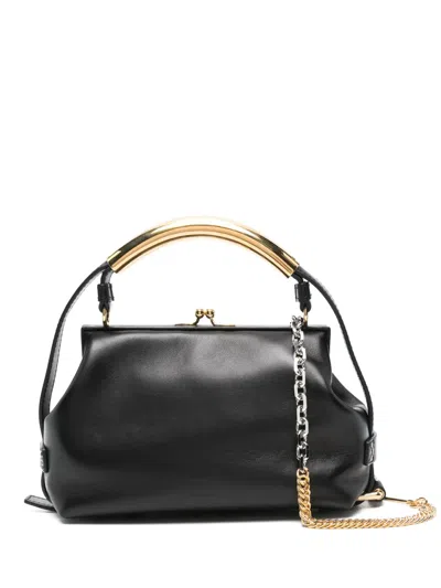 Moschino Leather Tote Bag In Black